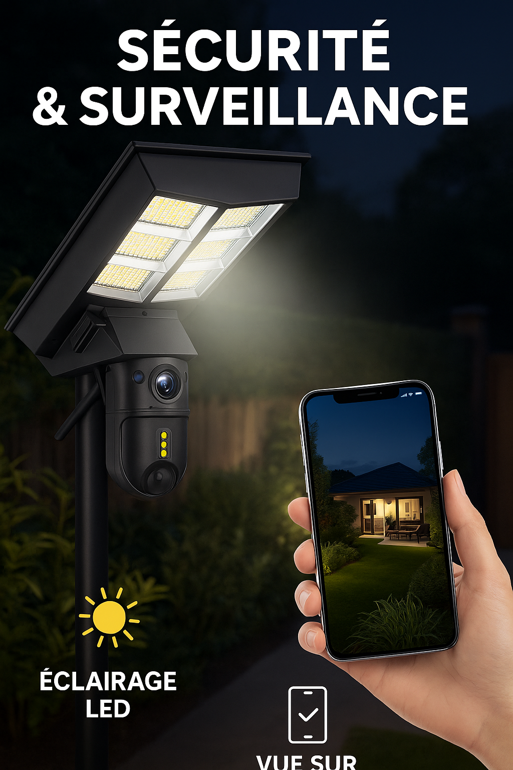 Caméra de Sécurité Solaire 4G – Double Lentille + Projecteur LED 600W