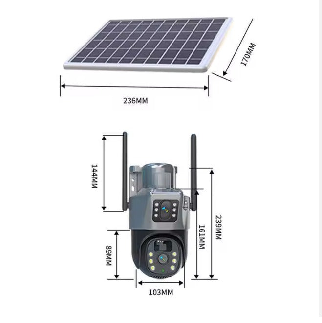 Caméra de Surveillance Autonome V380 – Double Objectif avec Zoom Automatique