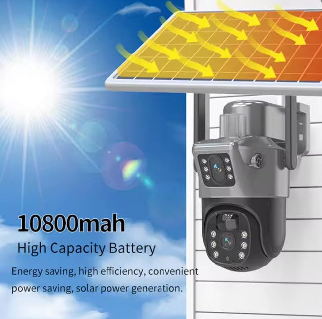 Caméra de Surveillance Autonome V380 – Double Objectif avec Zoom Automatique