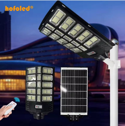 مصباح شارع يعمل بالطاقة الشمسية LED بقوة 600 واط مع جهاز تحكم عن بعد - إضاءة خارجية ذكية