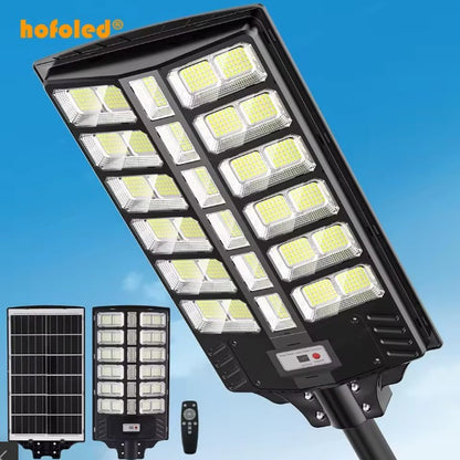 مصباح شارع يعمل بالطاقة الشمسية LED بقوة 600 واط مع جهاز تحكم عن بعد - إضاءة خارجية ذكية