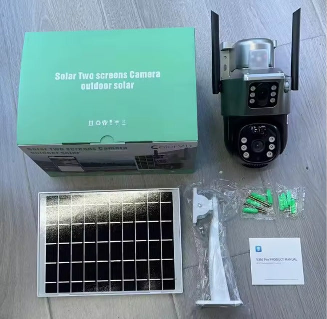 Caméra de Surveillance Autonome V380 – Double Objectif avec Zoom Automatique